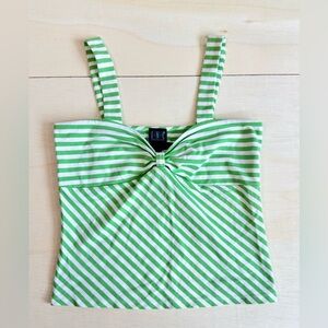 VTG INC International Concepts Lime Green Striped Bow Front Tank Top - Large